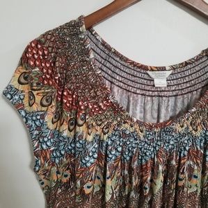 Christopher & Banks Feather Patterned Blouse XL